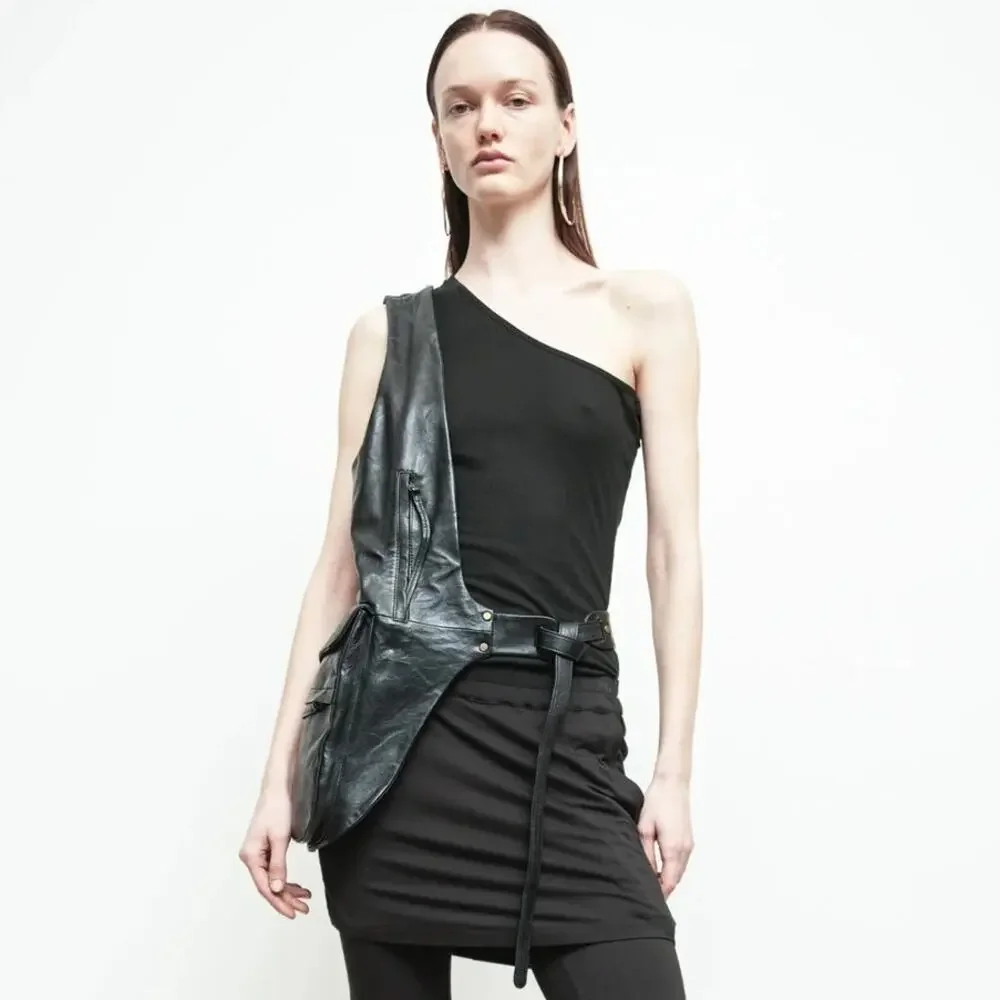 Nicholas K Logan Vest Pack Black Leather NEW Medium Large NWT Luxury